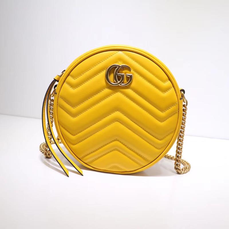 Gucci Chain Shoulder Bag 550154 full leather antique copper buckle pure yellow